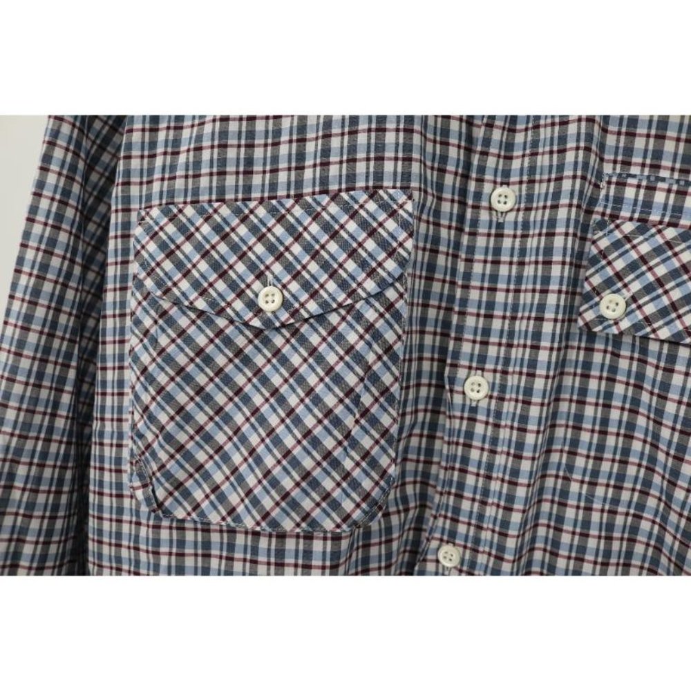Billy reid shirt men's medium long sleeve button up plaid cotton flap pockets - Picture 5 of 13